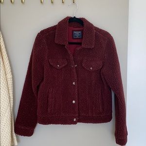 Abercrombie Burgundy Sherpa jacket